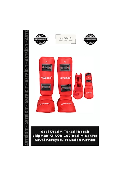 Özel Üretim Tekstil Bacak Ekipman Krkor-100 Red-m Karate Kaval Koruyucu M Beden Kırmızı
