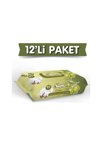 Sleepy Doğal Zeytinyağlı ve Pamuklu Islak Bebek Havlusu 12X90'Lı 1080 Yaprak