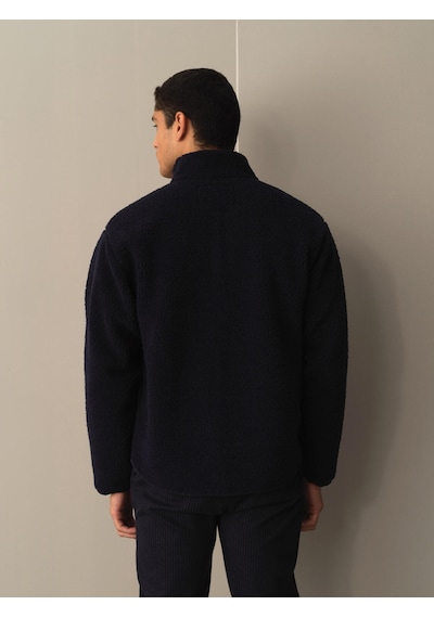 Xint Lacivert Oversize Dik Yaka Kuzu Mont 195041