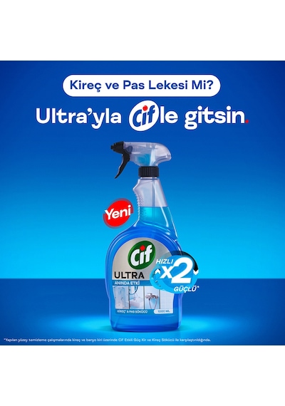 Cif Ultra Sprey Kireç Ve Pas Sökücü 1000 Ml X2 + Cif Ultra Anında Etki Kir Ve Yağ Çözücü 1000 Ml X2 Diğer