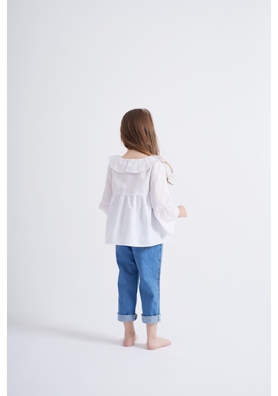 Oliventhekid Beyaz Poplin Bluz Beyaz Beyaz