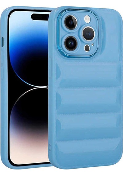 Apple Uyumlu iPhone 14 Pro Kılıf Kamera Korumalı Parlak Airbag'li Zore Galya Kapak Mavi