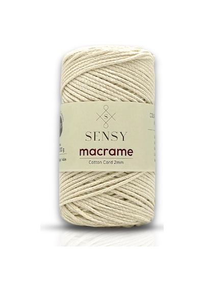 Premium Koton Pamuk Makrome İpi Ekru 2mm Cotton Zincir Makrome Çanta İpi Supla İpi Koton İp