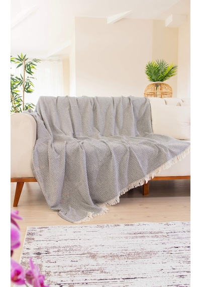Tabu Home Dokuma Cozy Comfort Koyu Gri Koltuk Örtüsü