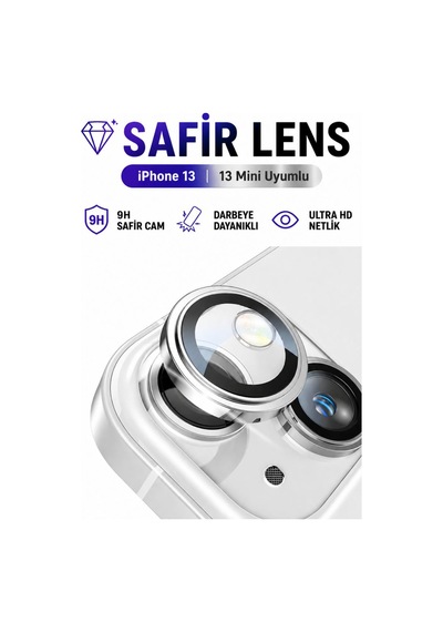 Apple iPhone Uyumlu  13 / 13 Mini Yıldız Işığı Metal Kamera Lens Koruyucu Safir Cam Ultra Net Hd