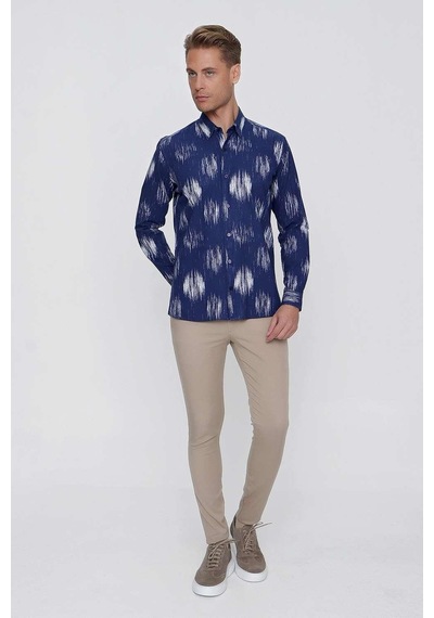 Efor G 1515 Slim Fit Lacivert Spor Gömlek Lacivert