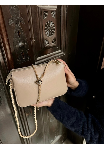 Just Polo Kadın Zincir Askılı Günlük Ve Özel Kullanıma Uygun Şık Tasarımlı Omuz & Çapraz Çanta Shoulder Bag Vizon