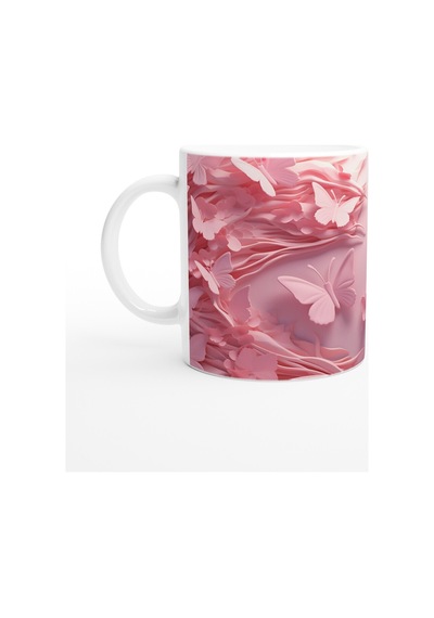 Pembe Rüyalar Kelebek Temalı Baskılı Kupa Bardak Renkli