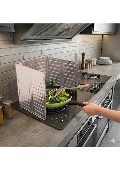 Ocak Arkası Yağ Koruyucu Katlanır Plaka Halinde Alüminyum Levha 85x32.5cm Büyük Boy Gümüş