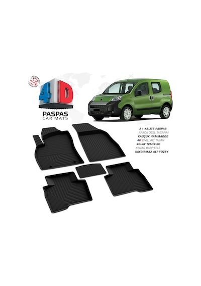 Fiat Fiorino 4d Araca Özel Havuzlu Kauçuk Paspas Siyah 2008-2017
