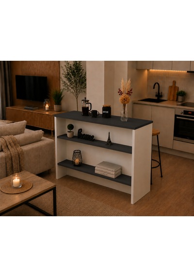 Figa Mutfak Adası - Mutfak Masası-120 Cm Antrasıt - Beyaz Figa Mutfak Adası - Mutfak Masası-120 Cm Antrasıt - Beyaz