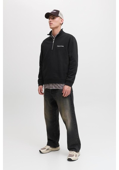 Jack & Jones Erkek Yarim Fermuarli Dik Yaka Sweatshirt - Norrebro Black