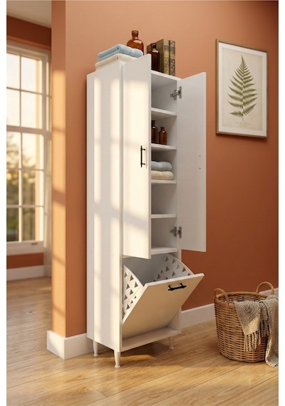 Kapadokya 2 Kapaklı Çok Amaçlı Dolap Kirli Çamaşır Sepetli Banyo Çamaşır Dolabı Beyaz Kapadokya 2 Kapaklı Çok Amaçlı Dolap Kirli Çamaşır Sepetli Banyo Çamaşır Dolabı Beyaz