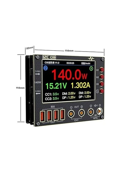 İ2c C09 Dijital Dalga Formu Ampermetresi 0-40v 8a Şarj Ve Voltaj Test Cihazı