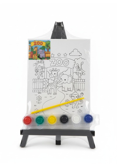 Ark Çizimli Pres Tuval Seti 18 X 24 Cm Akrilik Boya + Fırça