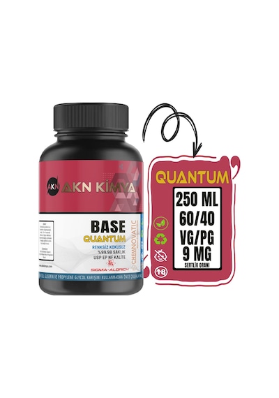 Quantum Base 250 Ml Vg Pg 60-40 9 Mg/ml Bitkisel Gliserin Base E422