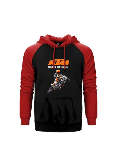 Ktm Ready To Race Moto Kırmızı Renk Reglan Kol Kapşonlu Sweatshirt Kırmızı
