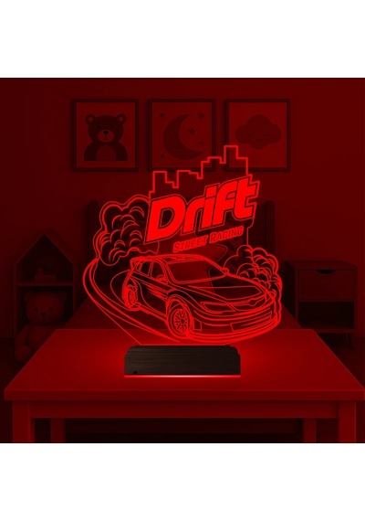 Luvivia Drift Yarış Arabası 3d Lamba - Masa Gece Lambası Şeffaf