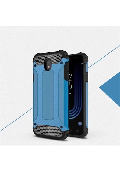 Noktaks - Samsung Galaxy Uyumlu J3 Pro - Kılıf Çift Katman Zırh Tank Crash Military Kapak - Mavi