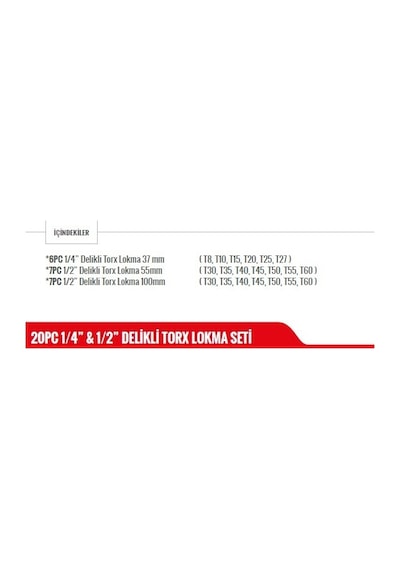 Rıco 20 Pc 1/2 Torx Lokma Seti Erkek Rico Torx Lokma Takımı