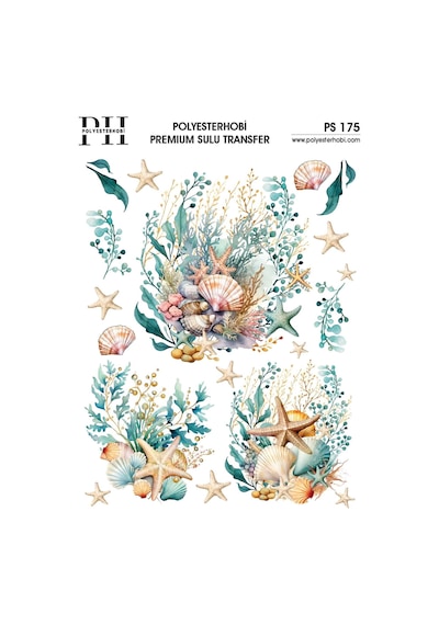 Polyesterhobi Premium Sulu Transfer 25x35 Cm Mercan Ve Deniz Desenli Ps 175