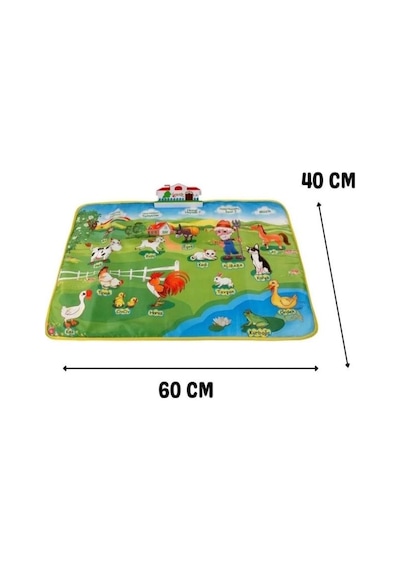 Eğitici Çiftlik Halısı - Sesli ve Işıklı Dokunmatik Bebek Aktivite Oyun Matı 48x60 CM
