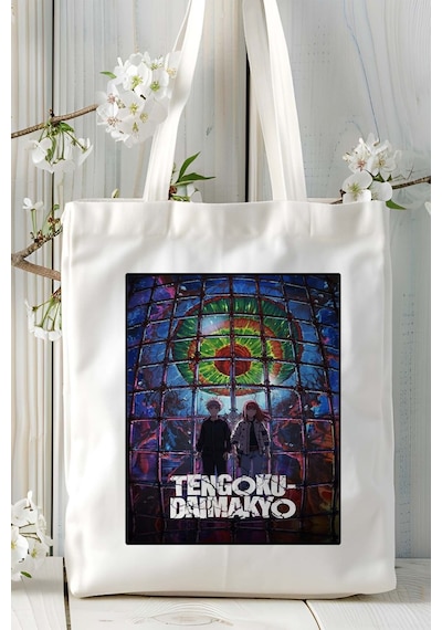 Art Hediye Tengoku Daimakyou Baskılı Bez Omuz Çantası Kişiye Özel Model 1 Çok Renkli