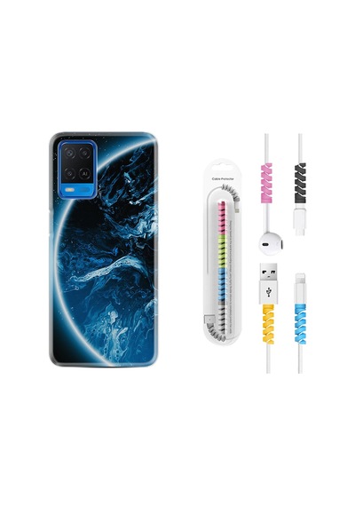 Oppo A54 Kılıf Kablo Koruyuculu Blue Planet 1610