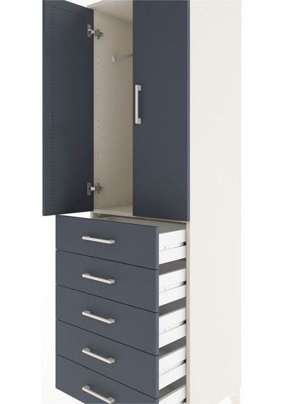Hyperion Dolap Tek Raflı 5 Çekmeceli Tek Askılı 60x44x195 Aytaşı-antrasit Aytası