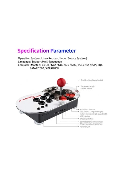 Leons Joystic Led Işıklı Oyun Konsolu Kablolu Hd Mini Konsol Kristal Topuz Game Console