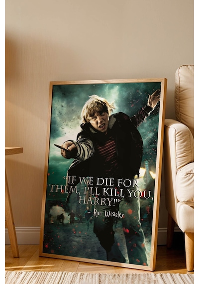 Ron Weasley Replikli Çerçeveli Tablo - Lüks Harry Potter Sinematik Tipografi Duvar Dekoru Kayın