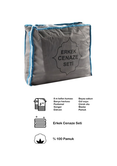 Çantalı Erkek Cenaze Seti Beyaz