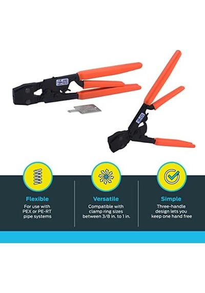 Sharkbite Pex Kelepçe Aleti, Turuncu Saplı 3 Saplı Alet, Sıhhi Tesisat Armatürleri, Pex, Pe-rt, Uc961