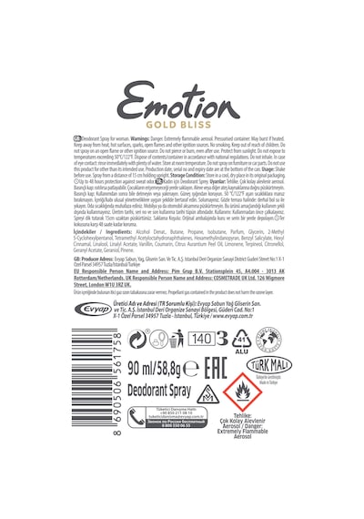 Emotion Gold Bliss Kadın Deodorant & Blade Night Fire Erkek Deodorant 4x90 Ml Seyahat Seti