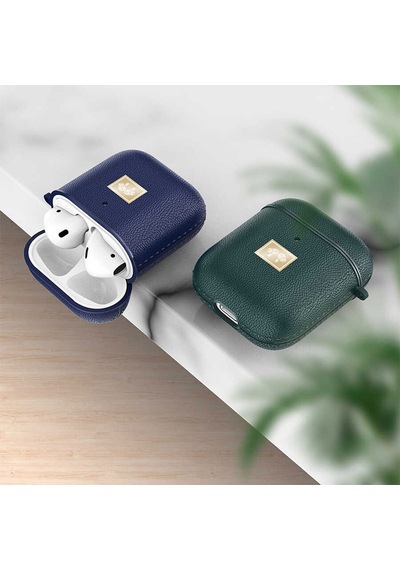 Apple Uyumlu AirPods Kılıf Deri Görünümlü Askı Aparatlı Wlons