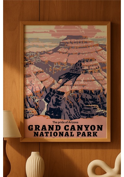 Grand Canyon Doğal Ahşap Çerçeveli Poster, Dekoratif Seyahat Duvar Tablosu