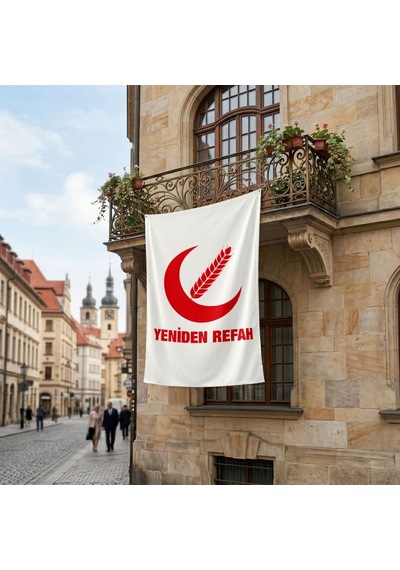 Beyaz Yeniden Refah Partisi Bayrağı Premium Raşel Kumaş 150x225 Cm Diğer