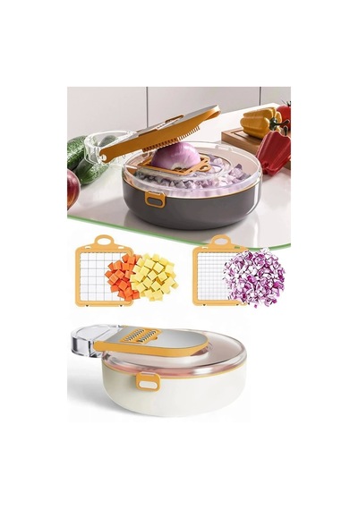Rende Seti Vegetable Cutter Pro Rende Sebze Doğrayıcı Dilimleyici Hazneli Soğan Küp Kesici Dicer Çok Renkli