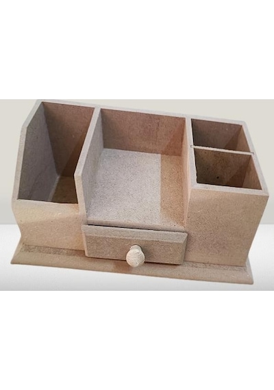 Hobi Adn Dekoratif Kalemlik Tek Çekmece Ahşap Mdf Ham Cnc Kesim Model El Yapım