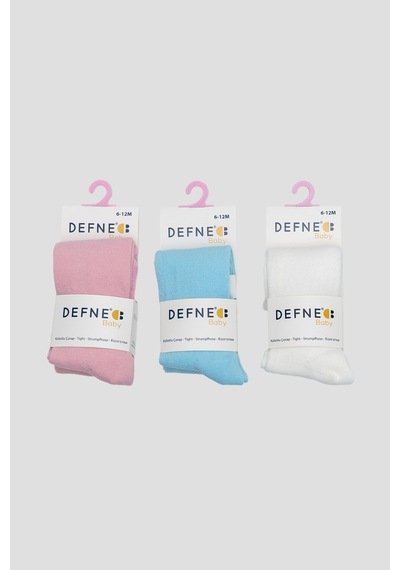 Defne Baby 3 Adet Jakar Desenli Pamuklu Kız Bebek Ve Çocuk Külotlu Çorap Pembe