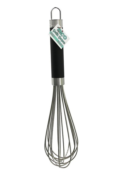 İbico İ22-061 Metal Çırpıcı 30cm Çırpıcı: 17cm + Sap: 13cm Kalın Siyah Silikon Kaplı Krom Sap Lüx - 12'li Paket Diğer