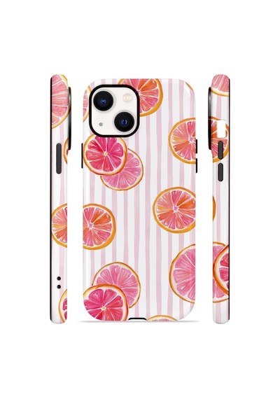 Apple iPhone Uyumlu 15 Plus Vorian Çift Katmanlı Magsafe Kılıf Pink Grapefruit Garden
