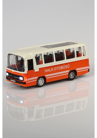 Nostalji Halk Otobüsü Çek Bırak Oyuncak Araba 15 Cm Turuncu Sesli Ve Işıklı Farlar