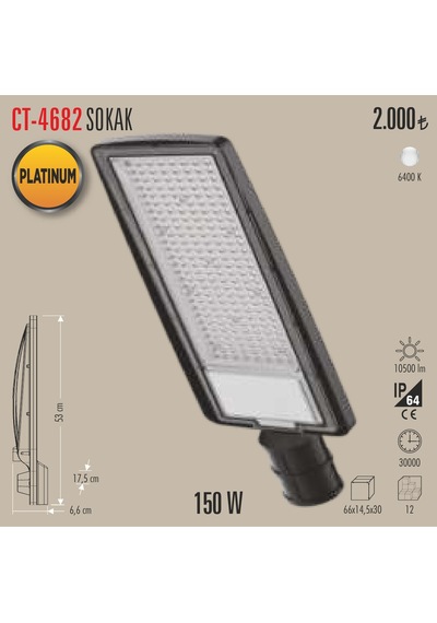 Ct-4682 150w Led Projetör 1 Adet Beyaz Işık