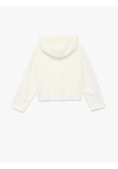 Koton Uzun Kollu Basic Kapşonlu Sweatshirt Ekru 6wkg10051ak Ekru