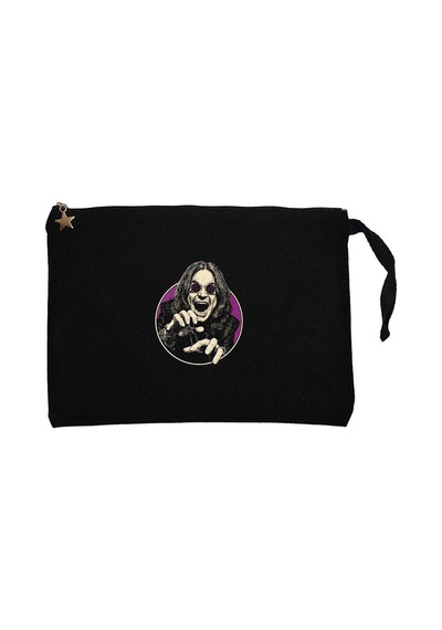 Ozzy Osbourne Portre Siyah Clutch Astarlı Cüzdan / El Çantası