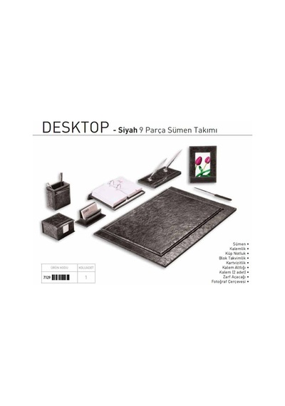 Gıpta 7129 Desktop 9 Parça Sümen Takımı Siyah