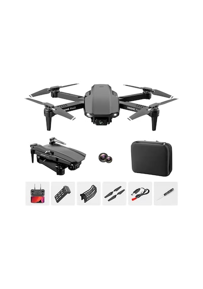 E99 Pro2 Çift Kamera FPV Hareket Selfie Drone Siyah Siyah