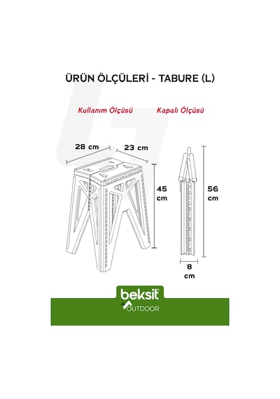 Outdoor Herkül L Katlanır Reflektörlü Tabure Haki Yeşil Yeşil Yeşil