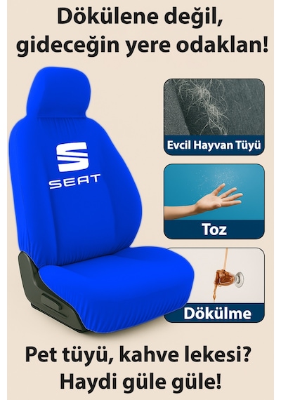 Aracınız İçin Özel Olarak Tasarlanan Seat Toledo İle Uyumlu Oto Koltuk Kılıfı İle Sürüş Lacivert Lacivert
